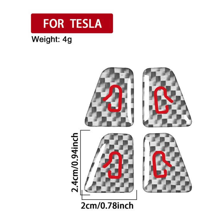 For Tesla Model 3 2019-2023 / Y 2019-2024 4pcs/Set Carbon Fiber Car Door Switch Decorative Sticker with Label, For Tesla Model 3 2019-2023 / Y 2019-2024 Car Door Switch