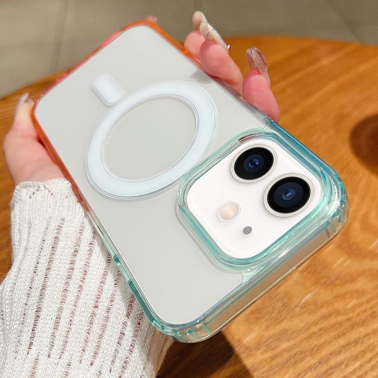 Coque de téléphone MagSafe transparente à dégradé de couleurs contrastées, pour iPhone 11, pour iPhone 11 Pro