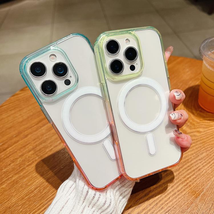 Coque de téléphone MagSafe transparente à dégradé de couleurs contrastées, pour iPhone 11, pour iPhone 11 Pro