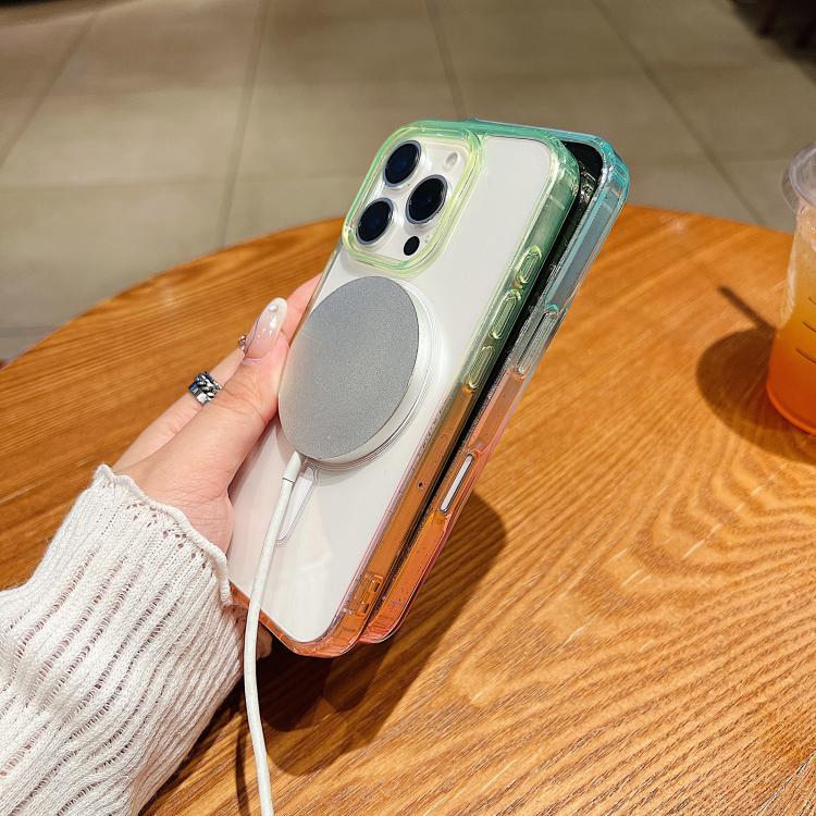 Coque de téléphone MagSafe transparente à dégradé de couleurs contrastées, pour iPhone 11, pour iPhone 11 Pro