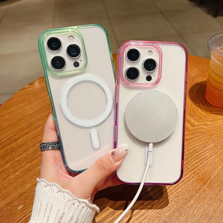 Coque de téléphone MagSafe transparente à dégradé de couleurs contrastées, pour iPhone 11, pour iPhone 11 Pro