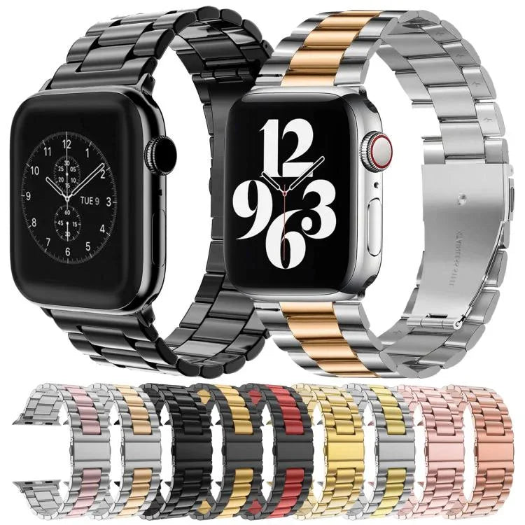 Bracelet de montre xDfind à trois billes et boucle déployante en acier inoxydable, compatible avec Apple Watch 42/44/45/46/49 mm et Apple Watch 38/40/41/S10 42 mm.