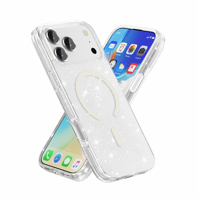 Coque de téléphone magnétique MagSafe avec paillettes style Terminator, Pour iPhone 17 Pro Max, Pour iPhone 17 Pro, Pour iPhone 17, Pour iPhone Air