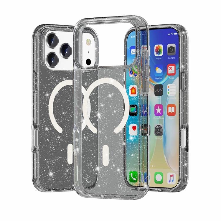 Coque de téléphone magnétique MagSafe avec paillettes style Terminator, Pour iPhone 17 Pro Max, Pour iPhone 17 Pro, Pour iPhone 17, Pour iPhone Air