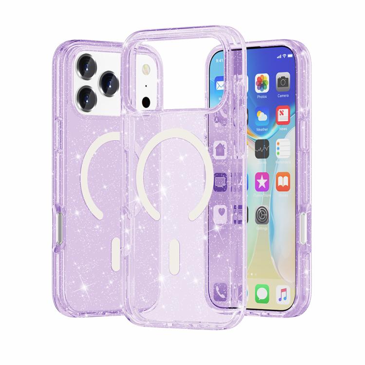 Coque de téléphone magnétique MagSafe avec paillettes style Terminator, Pour iPhone 17 Pro Max, Pour iPhone 17 Pro, Pour iPhone 17, Pour iPhone Air