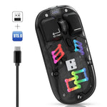 Souris sans fil RGB transparente HXSJ T200 double mode 2.4G BT5.0, T200
