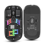 Souris sans fil RGB transparente HXSJ T200 double mode 2.4G BT5.0, T200