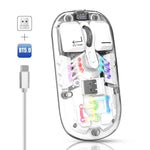 Souris sans fil RGB transparente HXSJ T200 double mode 2.4G BT5.0, T200