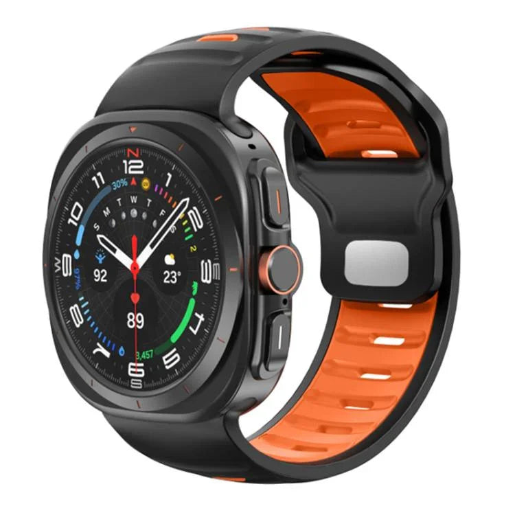 Bracelet de montre en silicone rayé bicolore, pour Samsung Galaxy Watch Ultra 47mm / Ultra 2025