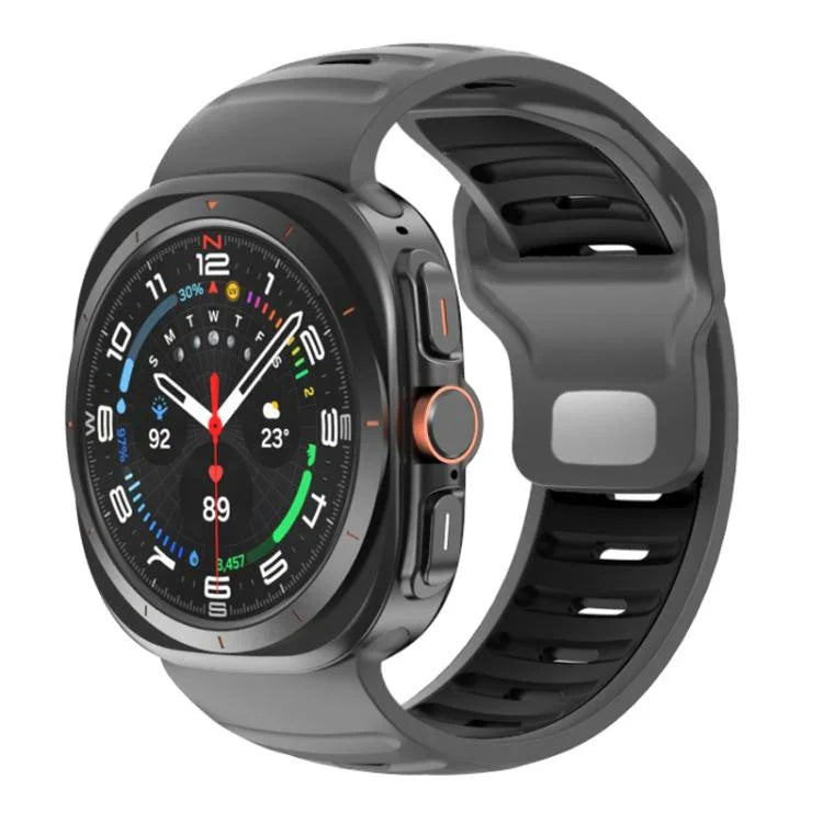 Bracelet de montre en silicone rayé bicolore, pour Samsung Galaxy Watch Ultra 47mm / Ultra 2025