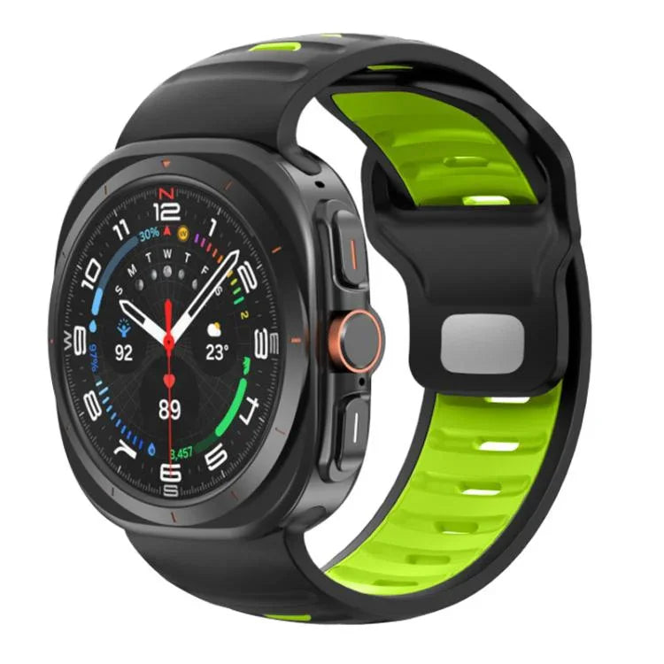 Bracelet de montre en silicone rayé bicolore, pour Samsung Galaxy Watch Ultra 47mm / Ultra 2025