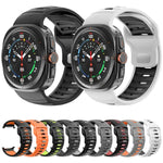Bracelet de montre en silicone rayé bicolore, pour Samsung Galaxy Watch Ultra 47mm / Ultra 2025