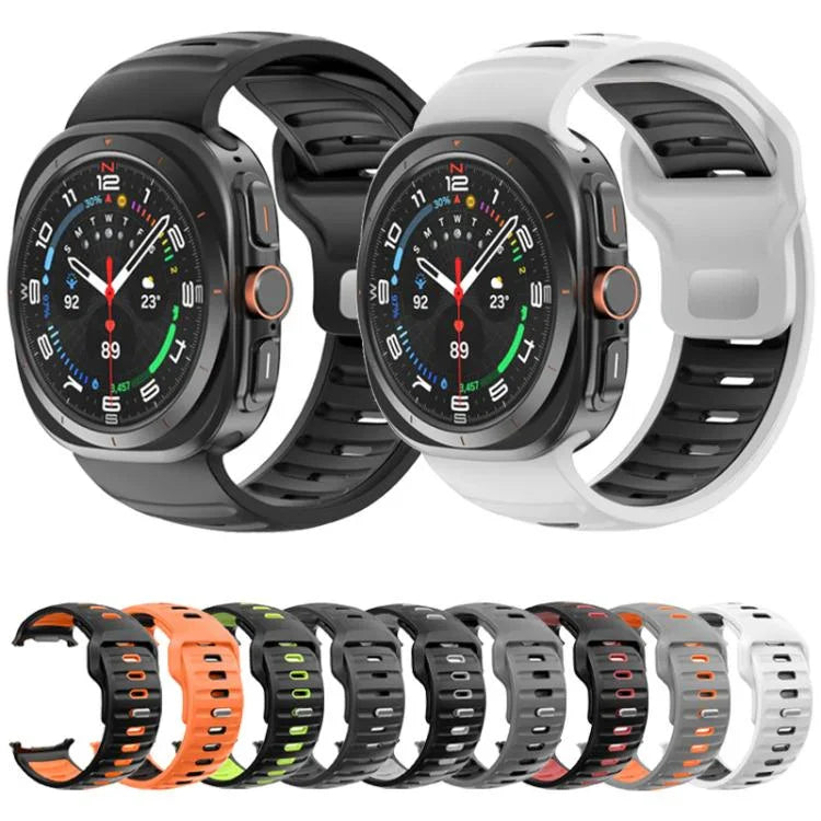 Bracelet de montre en silicone rayé bicolore, pour Samsung Galaxy Watch Ultra 47mm / Ultra 2025
