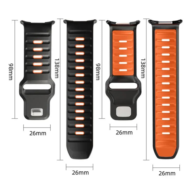 Bracelet de montre en silicone rayé bicolore, pour Samsung Galaxy Watch Ultra 47mm / Ultra 2025