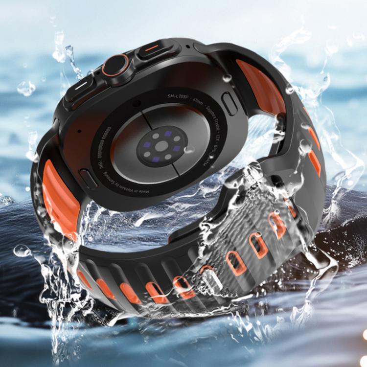 Bracelet de montre en silicone rayé bicolore, pour Samsung Galaxy Watch Ultra 47mm / Ultra 2025