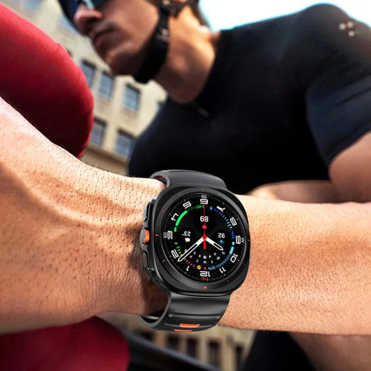 Bracelet de montre en silicone rayé bicolore, pour Samsung Galaxy Watch Ultra 47mm / Ultra 2025