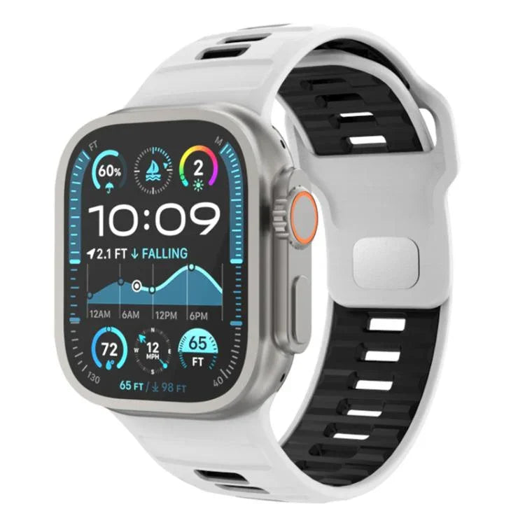 Bracelet de montre en silicone à boucle inversée à motif damier, pour Apple Watch 46 mm / 49 mm / 45 mm / 44 mm