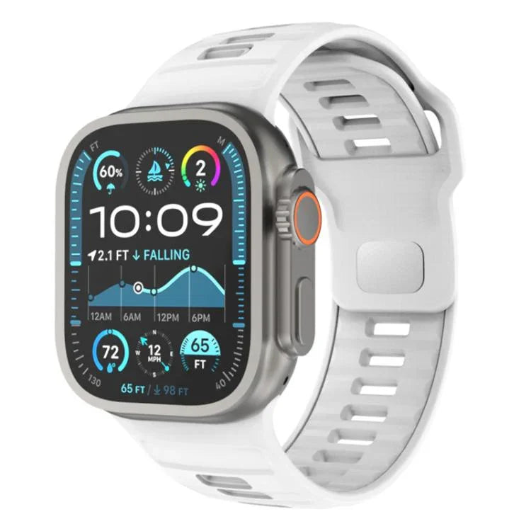 Bracelet de montre en silicone à boucle inversée à motif damier, pour Apple Watch 46 mm / 49 mm / 45 mm / 44 mm