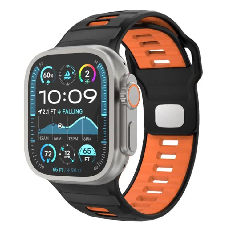 Bracelet de montre en silicone à boucle inversée à motif damier, pour Apple Watch 46 mm / 49 mm / 45 mm / 44 mm
