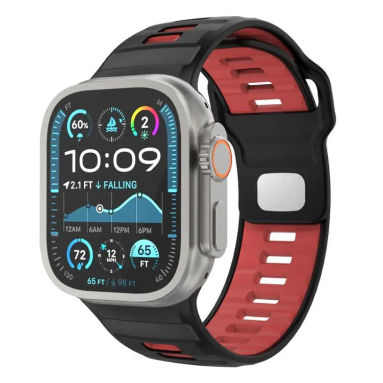 Bracelet de montre en silicone à boucle inversée à motif damier, pour Apple Watch 46 mm / 49 mm / 45 mm / 44 mm
