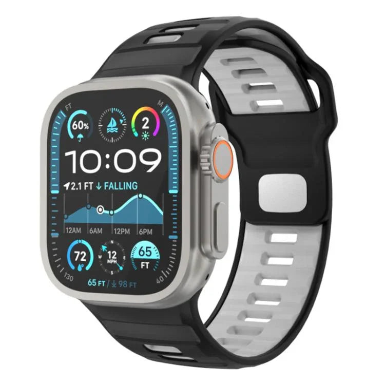 Bracelet de montre en silicone à boucle inversée à motif damier, pour Apple Watch 46 mm / 49 mm / 45 mm / 44 mm
