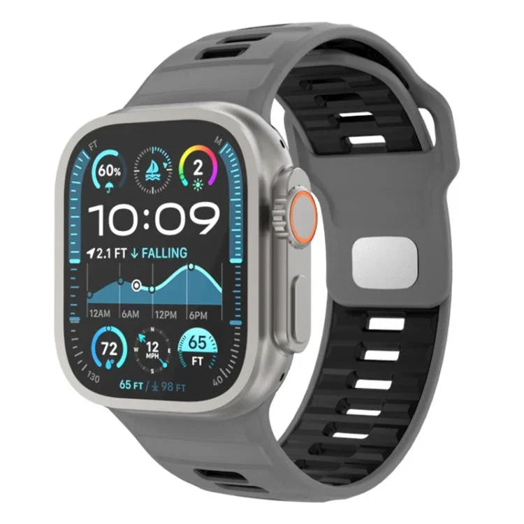 Bracelet de montre en silicone à boucle inversée à motif damier, pour Apple Watch 46 mm / 49 mm / 45 mm / 44 mm