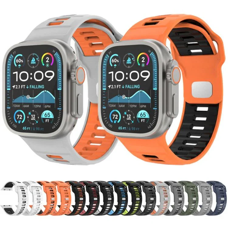 Bracelet de montre en silicone à boucle inversée à motif damier, pour Apple Watch 46 mm / 49 mm / 45 mm / 44 mm