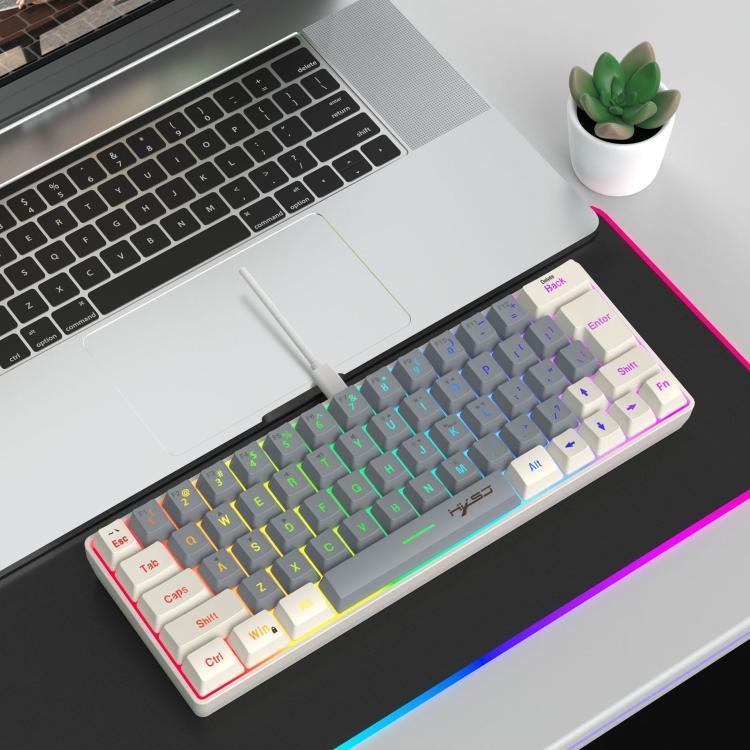 Clavier membrane filaire HXSJ V400 rétroéclairé RGB assorti 63 touches, longueur câble : 1,7m, V400 beige + gris, V400 gris + beige, V400 beige + gris + orange, V400 gris + beige + orange