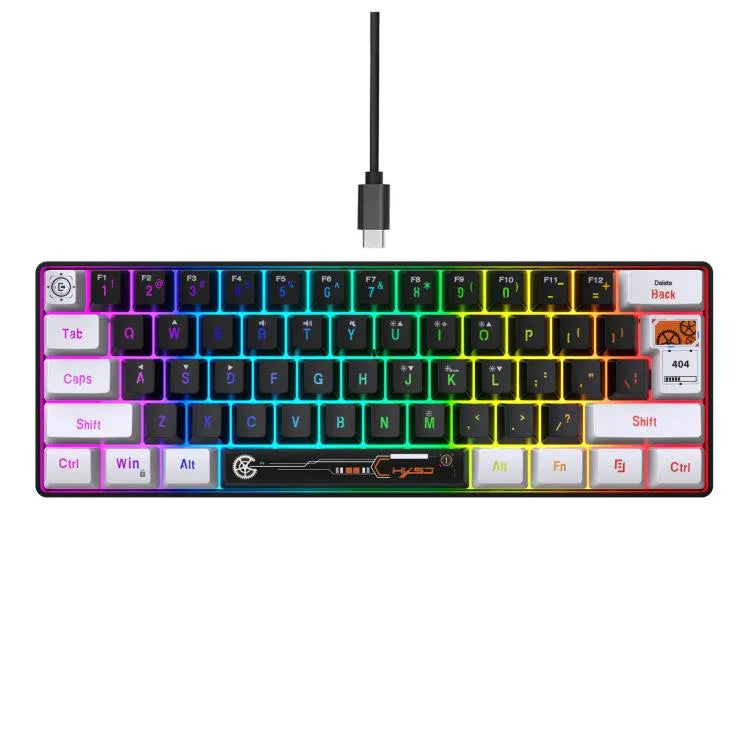 Clavier membrane filaire HXSJ V700WB rétroéclairé RGB 61 touches, longueur câble : 1,7m, V700WB