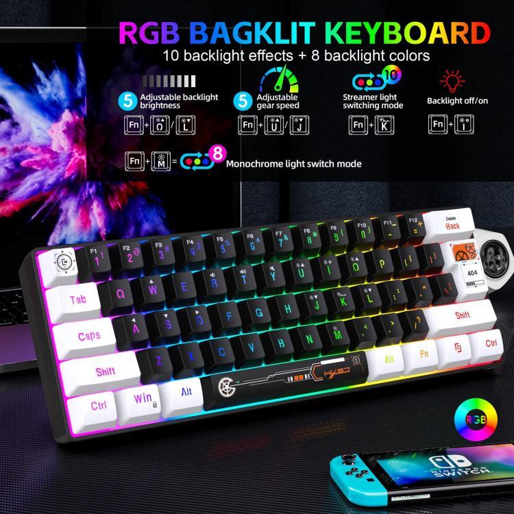 HXSJ V700WB Wired RGB Backlit Membrane Keyboard 61 Key Caps, Cable Length: 1.7m, V700WB