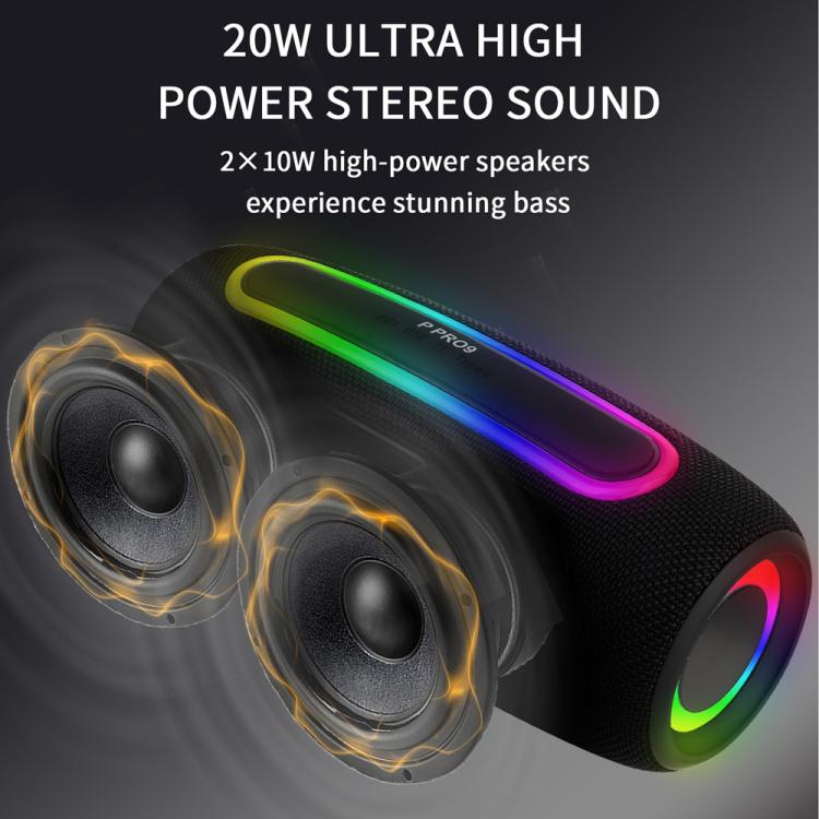 Enceintes sans fil portables PRO9 20W extérieures IPX6 RGB barre de son stéréo caisson de basses