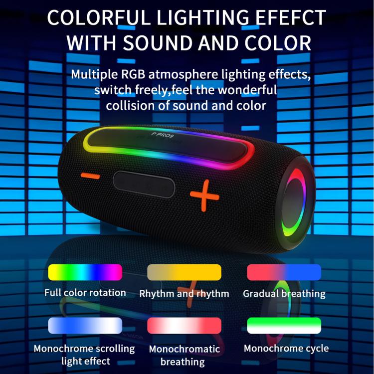 Enceintes sans fil portables PRO9 20W extérieures IPX6 RGB barre de son stéréo caisson de basses