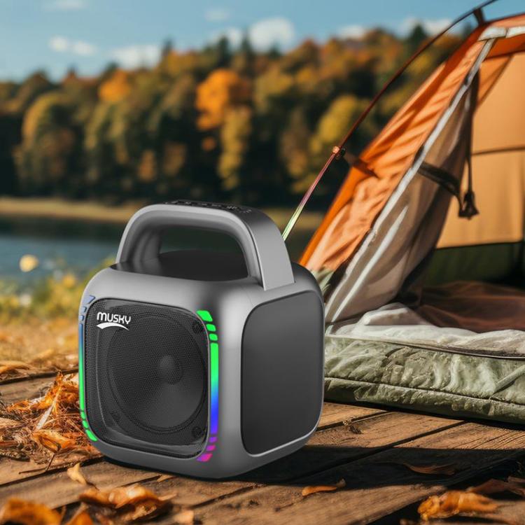 Enceinte Bluetooth portable RGB éblouissante MS6K karaoké extérieur caisson de basses, sans micro, double micro