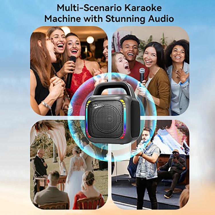 Enceinte Bluetooth portable RGB éblouissante MS6K karaoké extérieur caisson de basses, sans micro, double micro