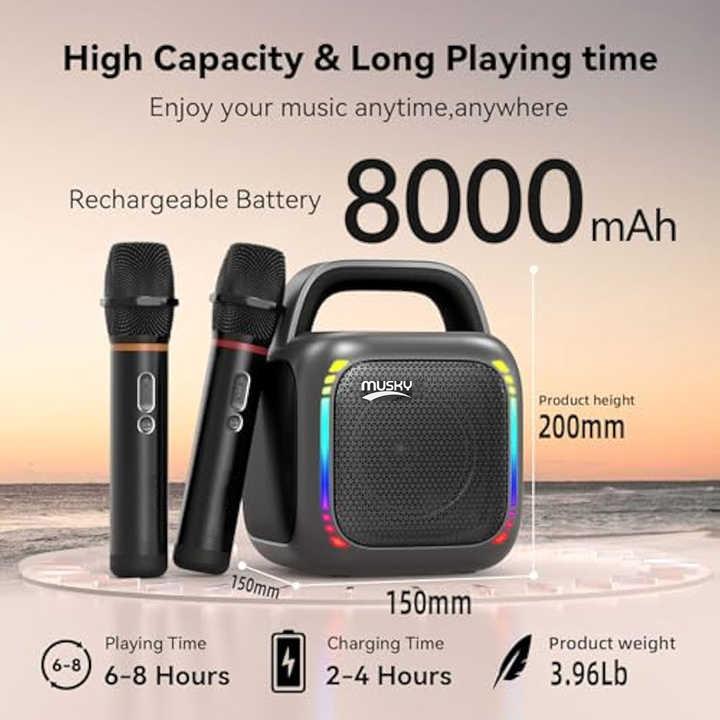 Enceinte Bluetooth portable RGB éblouissante MS6K karaoké extérieur caisson de basses, sans micro, double micro