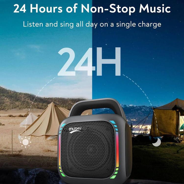 Enceinte Bluetooth portable RGB éblouissante MS6K karaoké extérieur caisson de basses, sans micro, double micro
