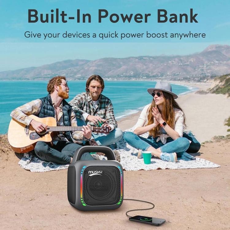 Enceinte Bluetooth portable RGB éblouissante MS6K karaoké extérieur caisson de basses, sans micro, double micro