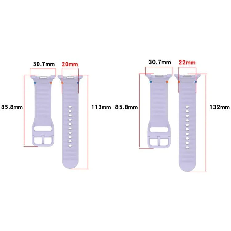 Bracelet de montre en silicone cousu à grain ondulé xDfind pour Samsung Galaxy Watch8 Classic 46 mm / Watch8 44 mm / 40 mm, taille L