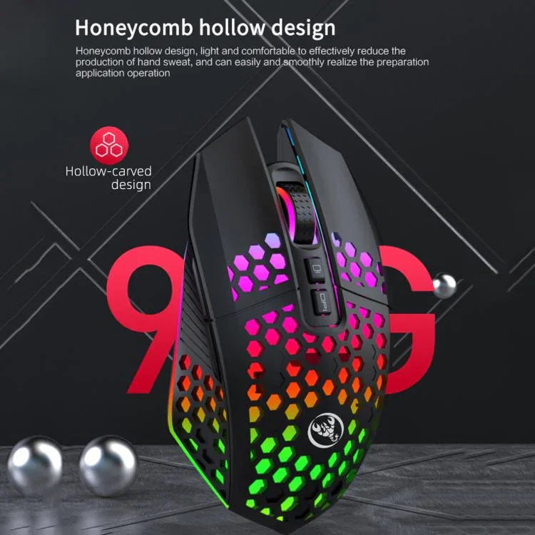 Souris trouée HXSJ T500 2.4G rétroéclairée rechargeable sans fil