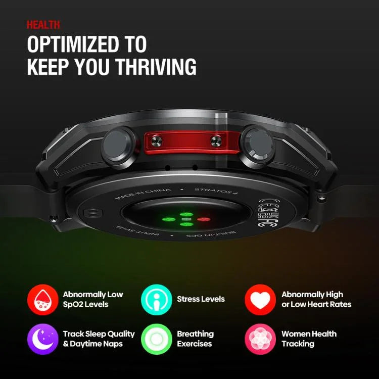 Zeblaze Stratos 4 Rugged Outdoor GPS Smart Watch 1.43 inch Screen 5 ATM & IP69K