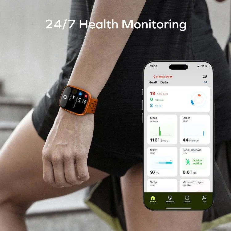 Montre connectée de sport MOMAX SW1S avec écran de 1,83 pouce et étanchéité IP68
