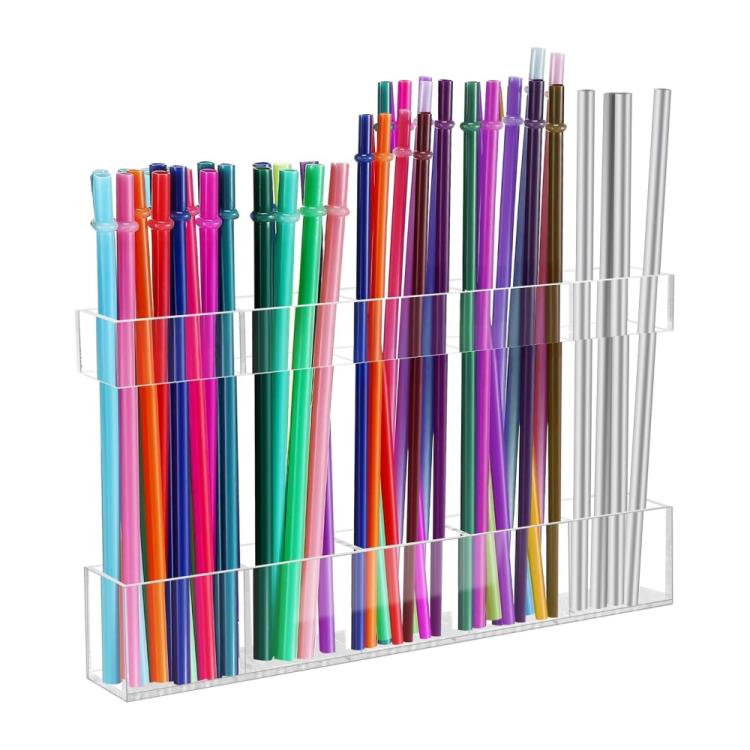 Support mural en acrylique YX166 pour pailles, avec autocollants double face, YX166