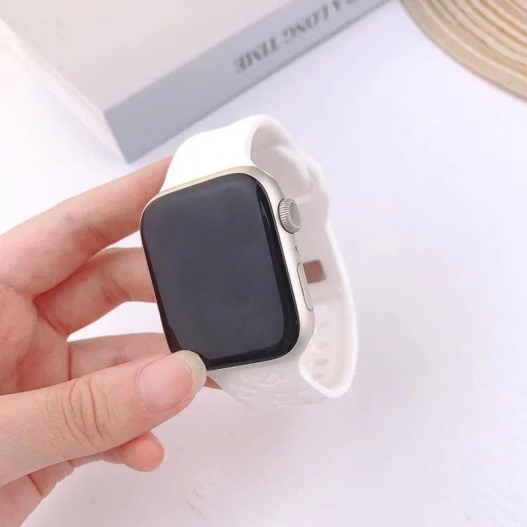 Bracelet de montre en silicone à boucle concave motif léopard, compatible avec Apple Watch 46 mm / 49 mm / 45 mm / 44 mm et Apple Watch 42 mm / 41 mm / 40 mm / 38 mm.