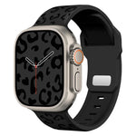 Bracelet de montre en silicone à boucle concave motif léopard, compatible avec Apple Watch 46 mm / 49 mm / 45 mm / 44 mm et Apple Watch 42 mm / 41 mm / 40 mm / 38 mm.