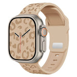 Bracelet de montre en silicone à boucle concave motif léopard, compatible avec Apple Watch 46 mm / 49 mm / 45 mm / 44 mm et Apple Watch 42 mm / 41 mm / 40 mm / 38 mm.