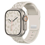 Bracelet de montre en silicone à boucle concave motif léopard, compatible avec Apple Watch 46 mm / 49 mm / 45 mm / 44 mm et Apple Watch 42 mm / 41 mm / 40 mm / 38 mm.