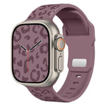 Bracelet de montre en silicone à boucle concave motif léopard, compatible avec Apple Watch 46 mm / 49 mm / 45 mm / 44 mm et Apple Watch 42 mm / 41 mm / 40 mm / 38 mm.