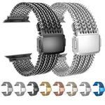 Bracelet de montre magnétique en maille d'acier inoxydable, compatible avec Apple Watch 46 mm / 49 mm / 45 mm / 44 mm et Apple Watch 42 mm / 41 mm / 40 mm / 38 mm.