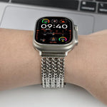 Bracelet de montre magnétique en maille d'acier inoxydable, compatible avec Apple Watch 46 mm / 49 mm / 45 mm / 44 mm et Apple Watch 42 mm / 41 mm / 40 mm / 38 mm.