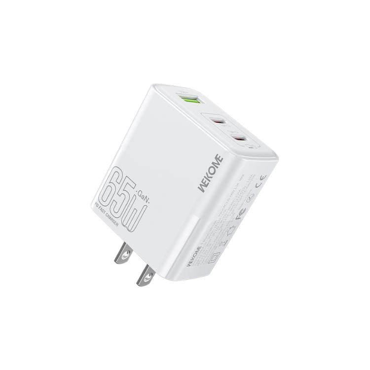 Chargeur rapide WK WP-U66 Kinkong 65W double USB-C / Type-C + USB, prise UK, prise US, prise EU
